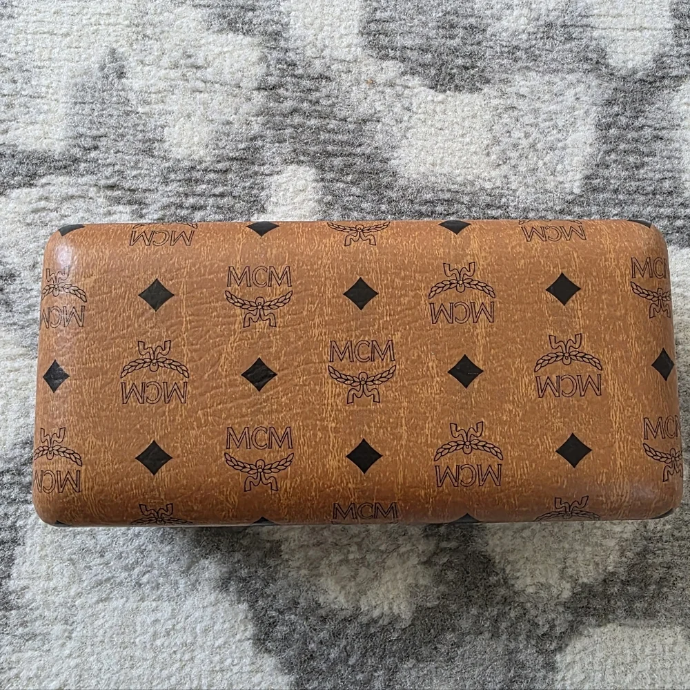 MCM Hardshell Sunglasses Case Signature Cognac Monogram Leather NEW